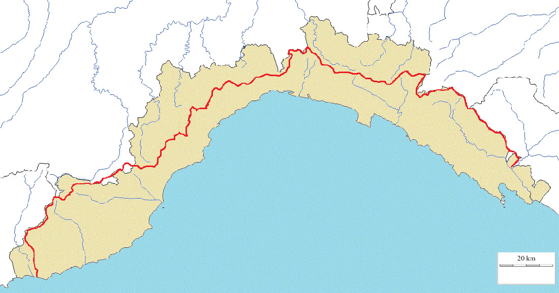 Mappa / Cartina dell'Alta Via dei Monti Liguri